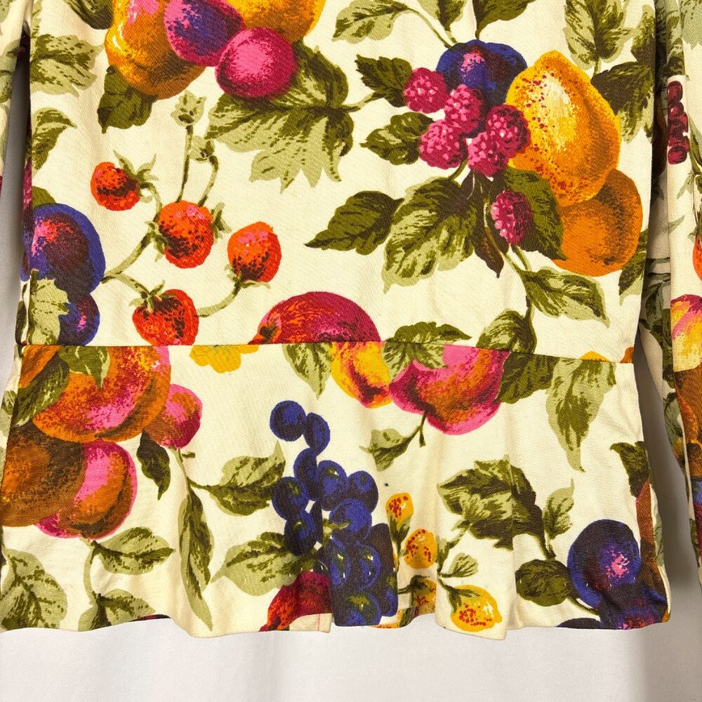 VTG SirJé of California Fruit Print Blazer Women’s Small Artsy Whimsical Retro - Picture 7 of 16